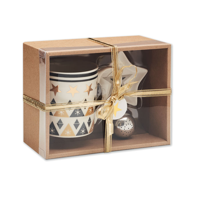 UNIQUE – Set tazzina, infusore e piattino in ceramica