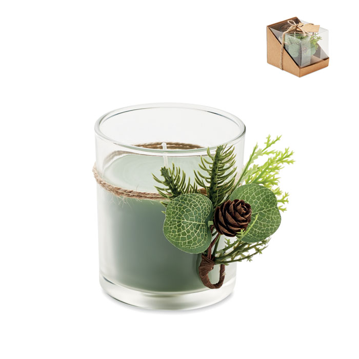 FOREST – Glass candle holder with a plant arrangement