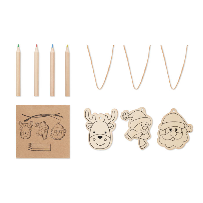 FUNCOOL – Set di 3 decorazioni in legno da colorare