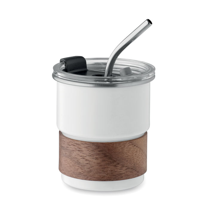 MATE – Bicchiere con cannuccia e impugnatura legno