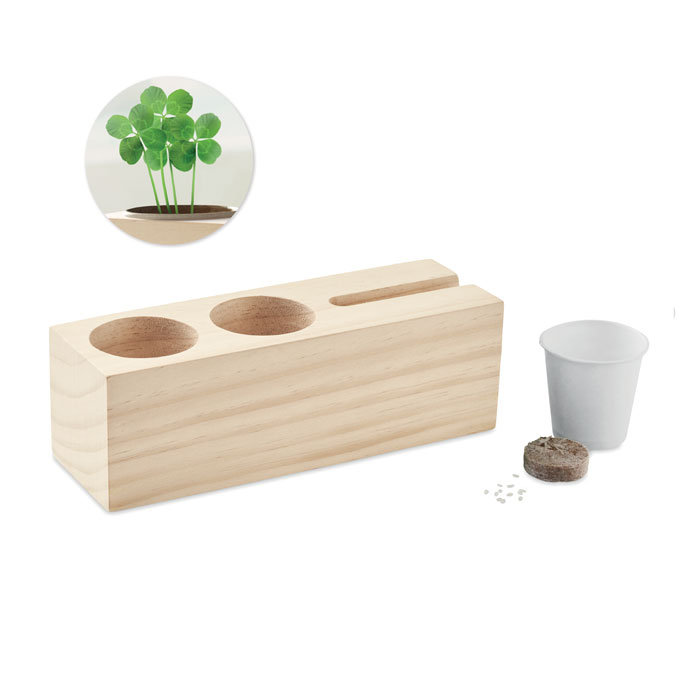 THILA – Wooden desk stand with clover seeds