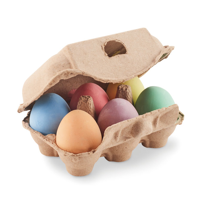 TAMAGO – Set di 6 uova di gesso in scatola di cartone