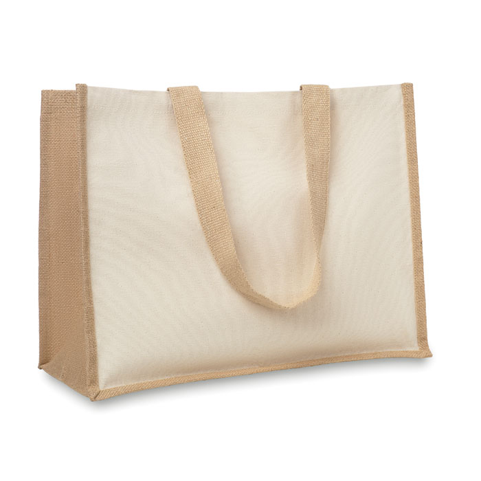 CAMPO DE FIORI – Shopper in juta e canvas con manici piatti