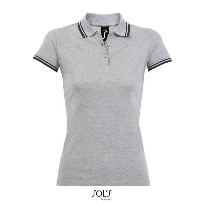PASADENA WOMEN – Polo donna in cotone piqué con righe a contrasto