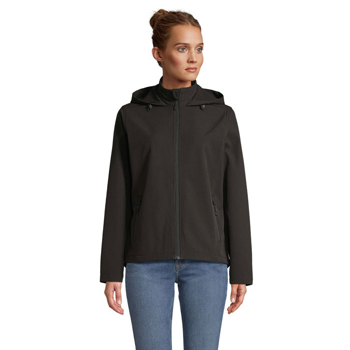 RACE HOODED WOMEN – Softshell donna con cappuccio e coulisse